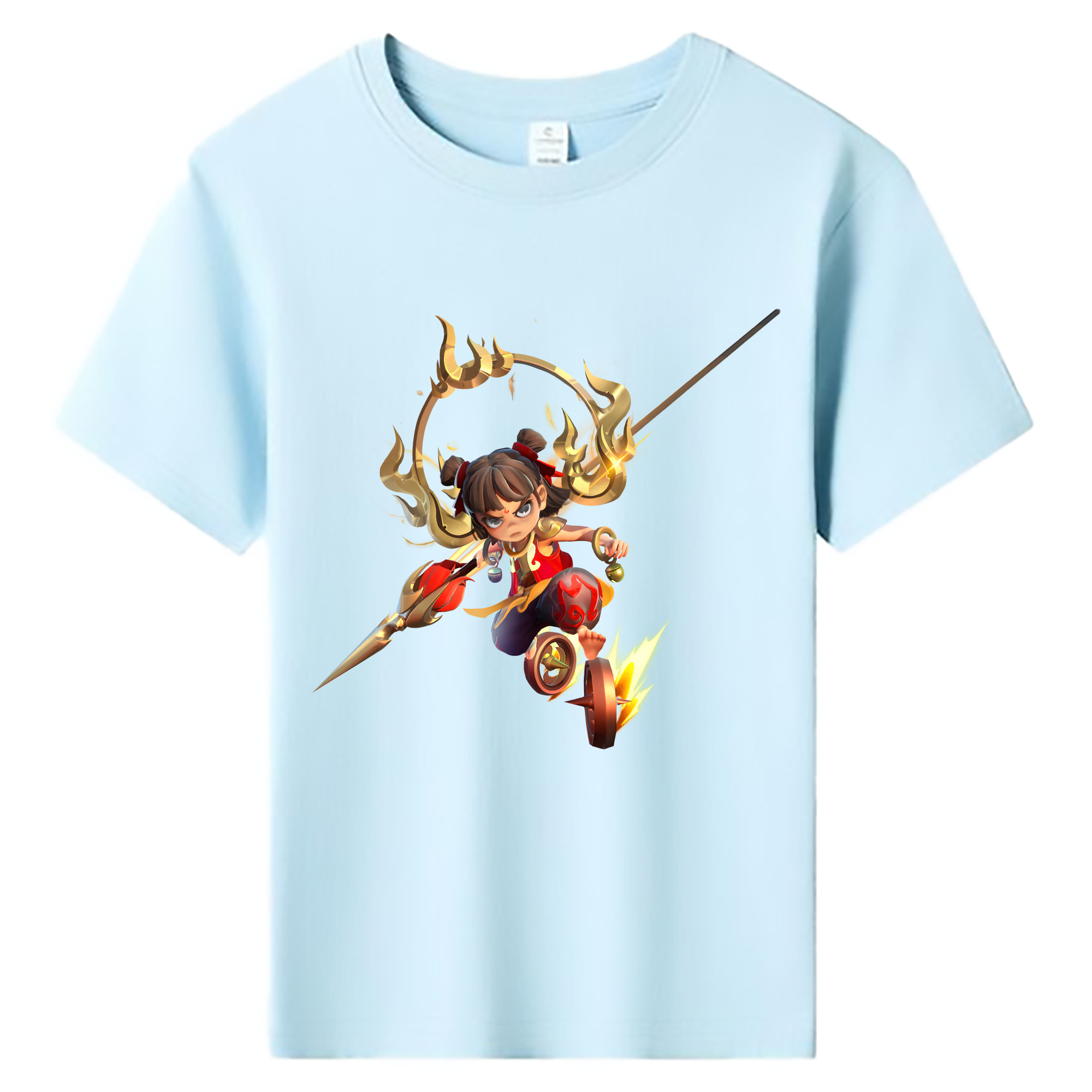 （画像用） Ne Zha 2 ナタ 魔童の大暴れ 綿100％キッズTシャツ（フロントプリント）